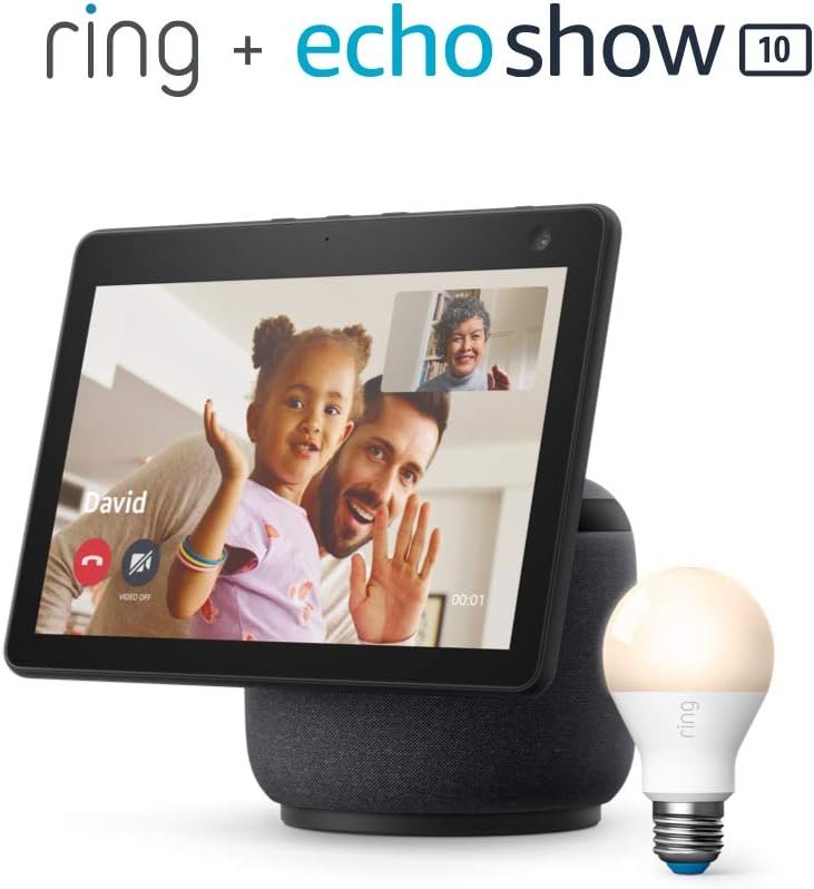 All-new Echo Show 10 (3rd Gen) - Charcoal - bundle with Ring A19 Smart LED Bulb