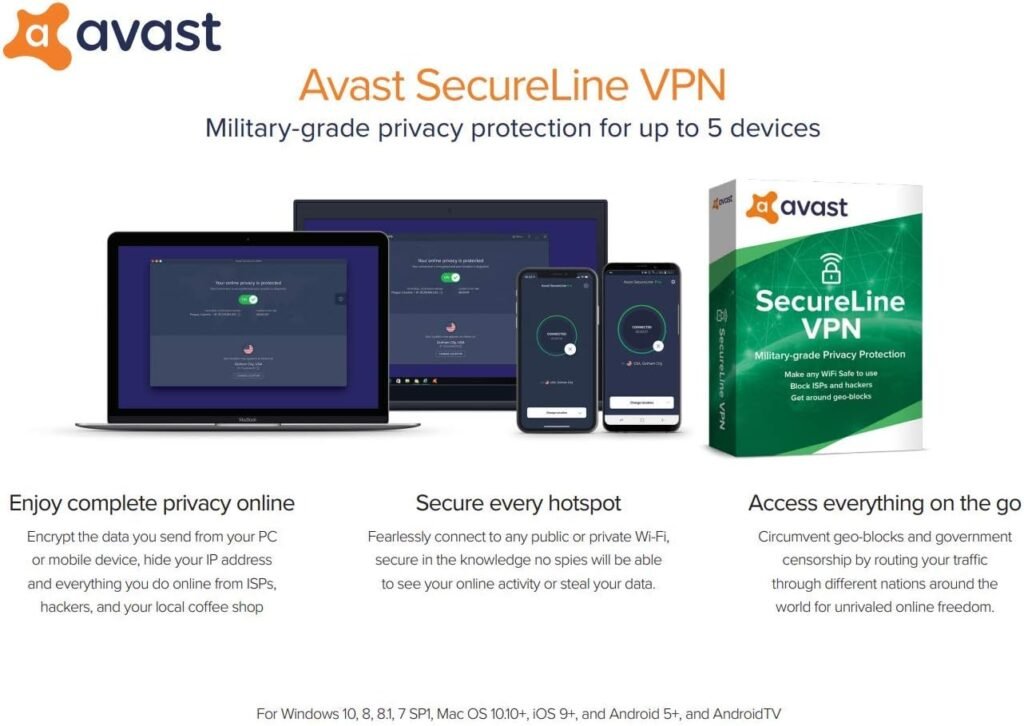 Avast SecureLine VPN 2024 | 10 Devices, 1 Year Subscription [Download]