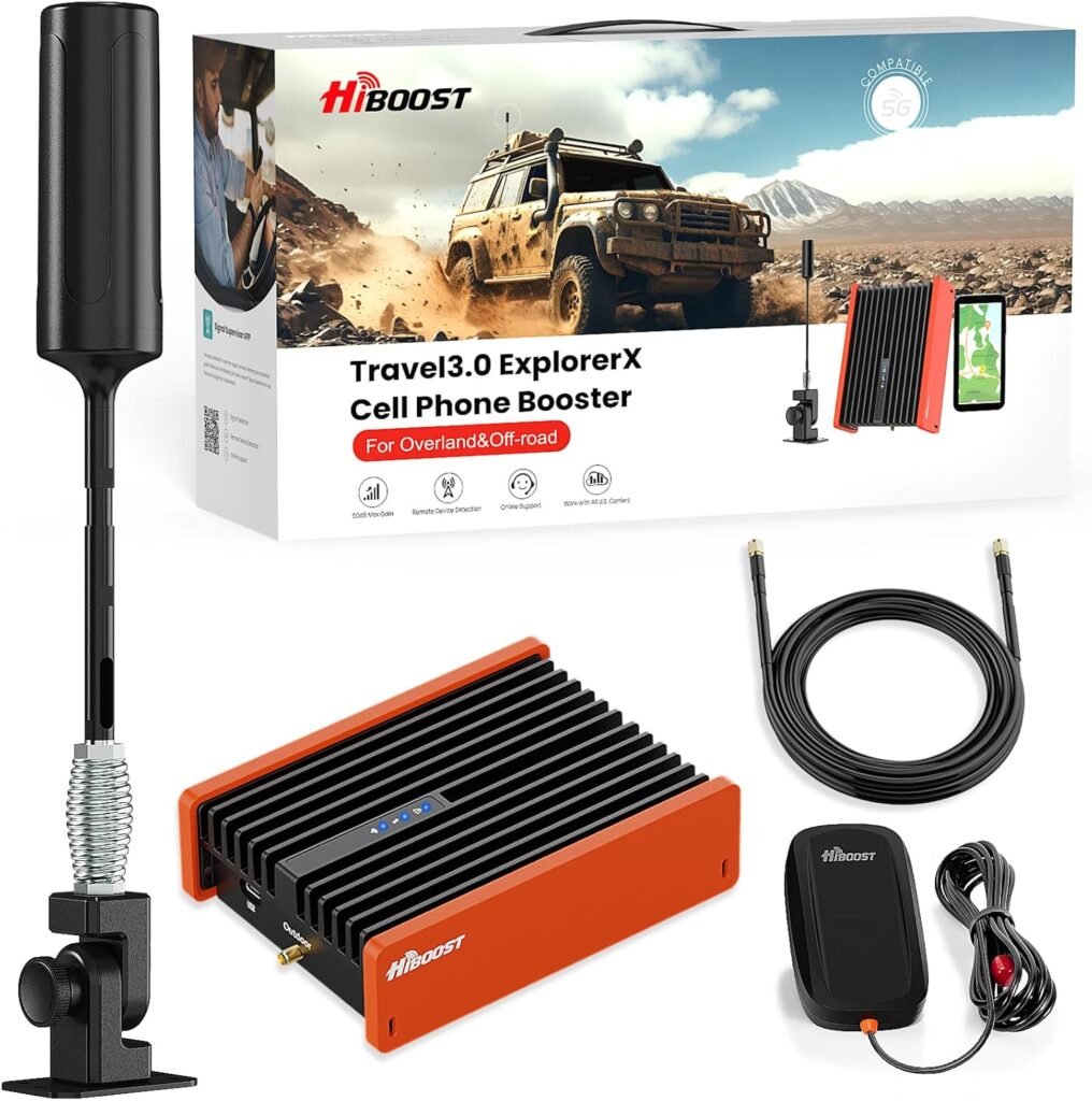 Cell Phone Signal Booster for Overland and Off-road Vehicle | Boosts 5G  4G LTE for All Carriers - Verizon, ATT, T-Mobile  More | Folding Antenna Mount | Ultra-stable Booster | FCC Approved