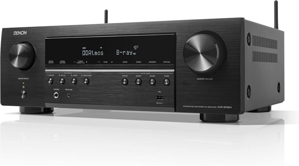 Denon AVR-S760H 7.2 Ch AVR - 75 W/Ch (2021 Model), Advanced 8K Upscaling, Dolby Atmos Height Virtualization, DTS Virtual:X  More, Built-in HEOS, Amazon Alexa Voice Control