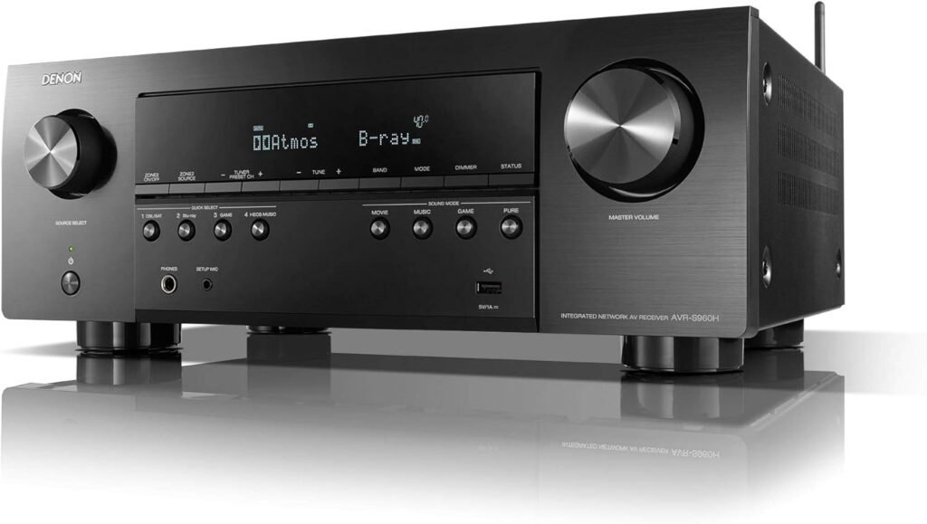 Denon AVR-S960H 8K Ultra HD 7.2 Channel (90 Watt X 7) AV Receiver 2020 Model - Built for Gaming, Music Streaming, 3D Audio  Video, Alexa + HEOS, Black (Renewed)