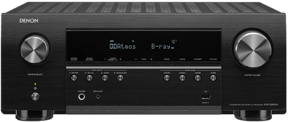 Denon AVR-S960H 8K Ultra HD 7.2 Channel (90Watt X 7) AV Receiver 2020 Model - Built for Gaming, Music Streaming, 3D Audio  Video, Alexa + HEOS, Black