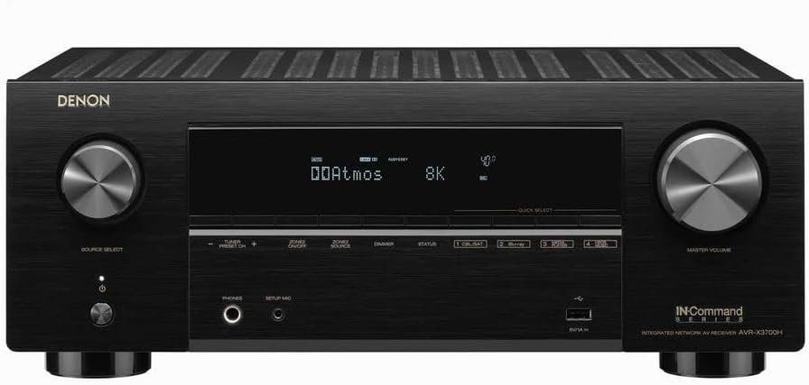 Denon AVR-X3700H 8K Ultra HD 9.2 Channel (105 Watt X 9) AV Receiver 2020 Model - 3D Audio  Video with IMAX Enhanced, Built for Gaming, Music Streaming, Alexa + HEOS