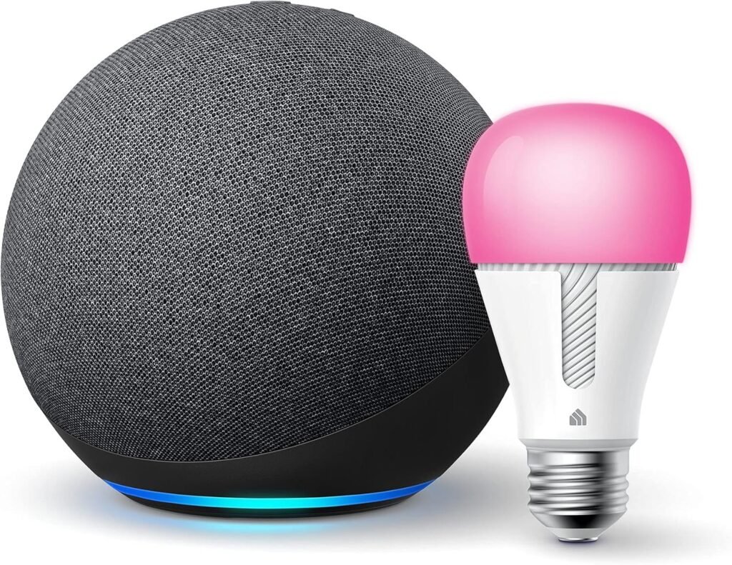 Echo (4th Gen) in Charcoal bundle with TP-Link Kasa Smart Color Bulb