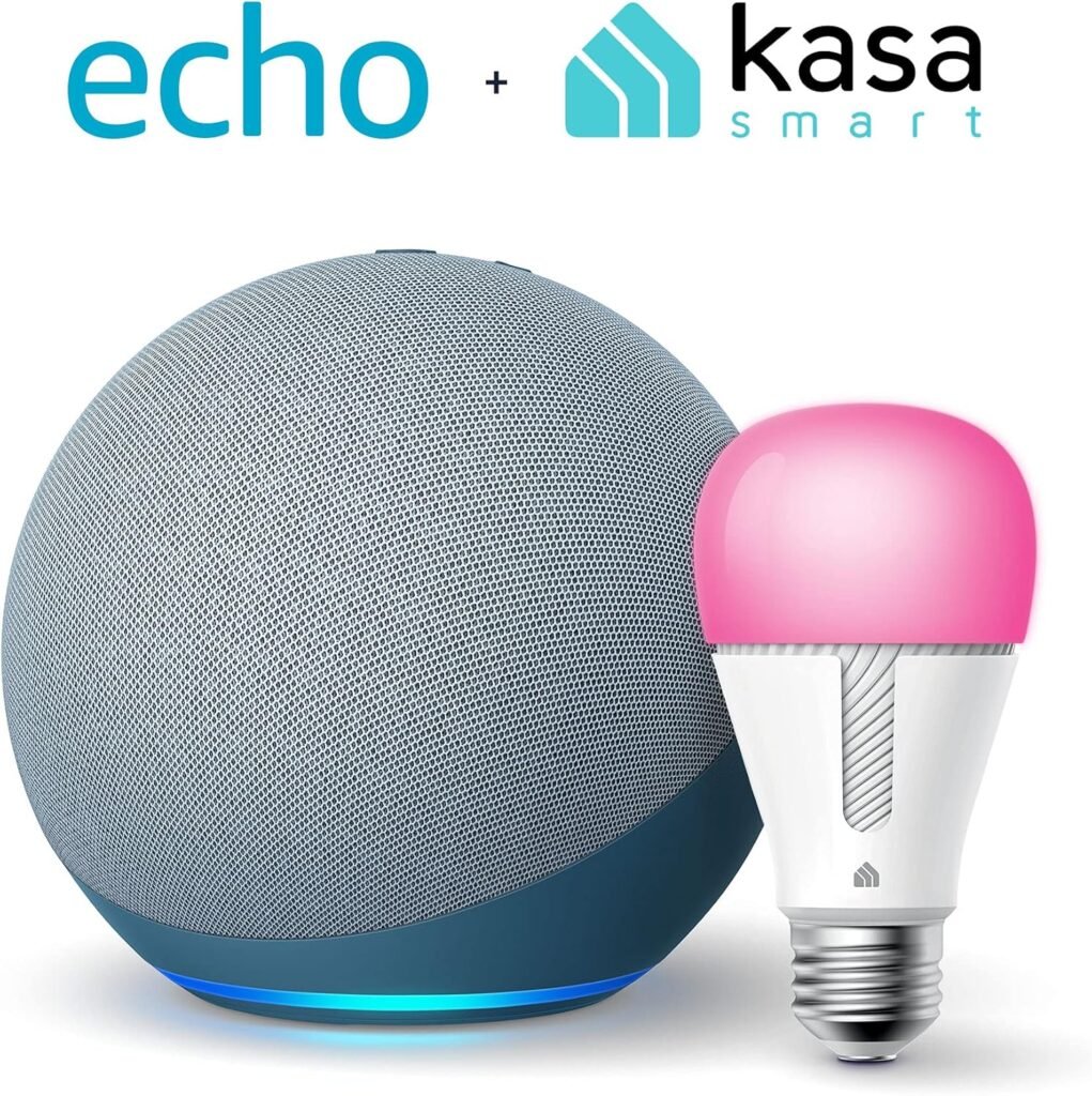 Echo (4th Gen) in Twilight Blue bundle with TP-Link Kasa Smart Color Bulb