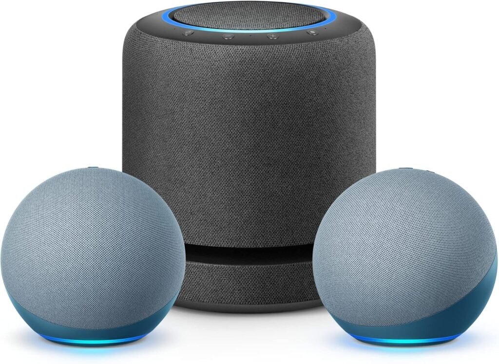 Echo Home Entertainment Bundle | Echo Studio + 2 Echo (4th Gen), Twlight Blue