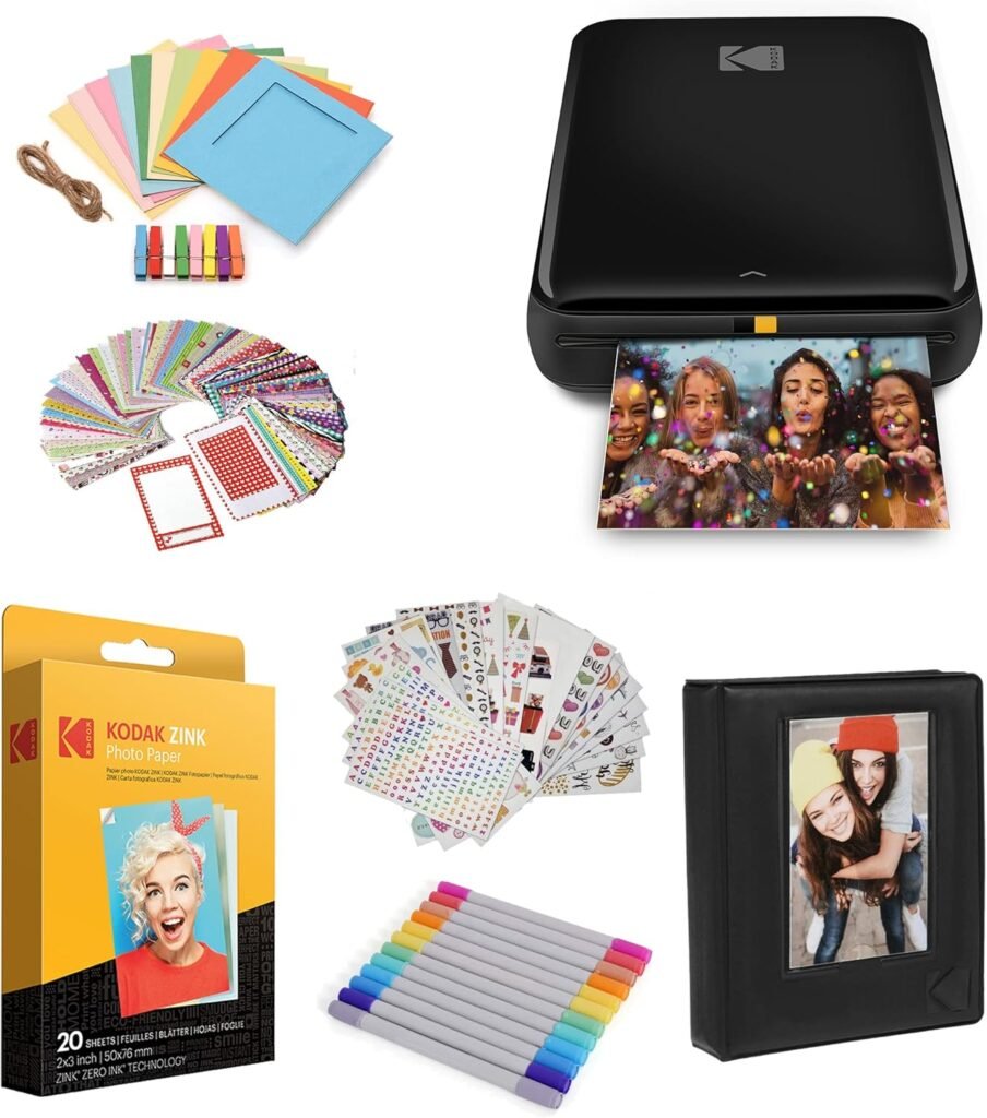 KODAK Step Instant Smartphone Photo Printer - Portable Mini Color Wireless Mobile Printer - Zink 2x3” Sticky-Back Photos - Bluetooth Compatible with iOS  Android Devices - Fun Editing App - White