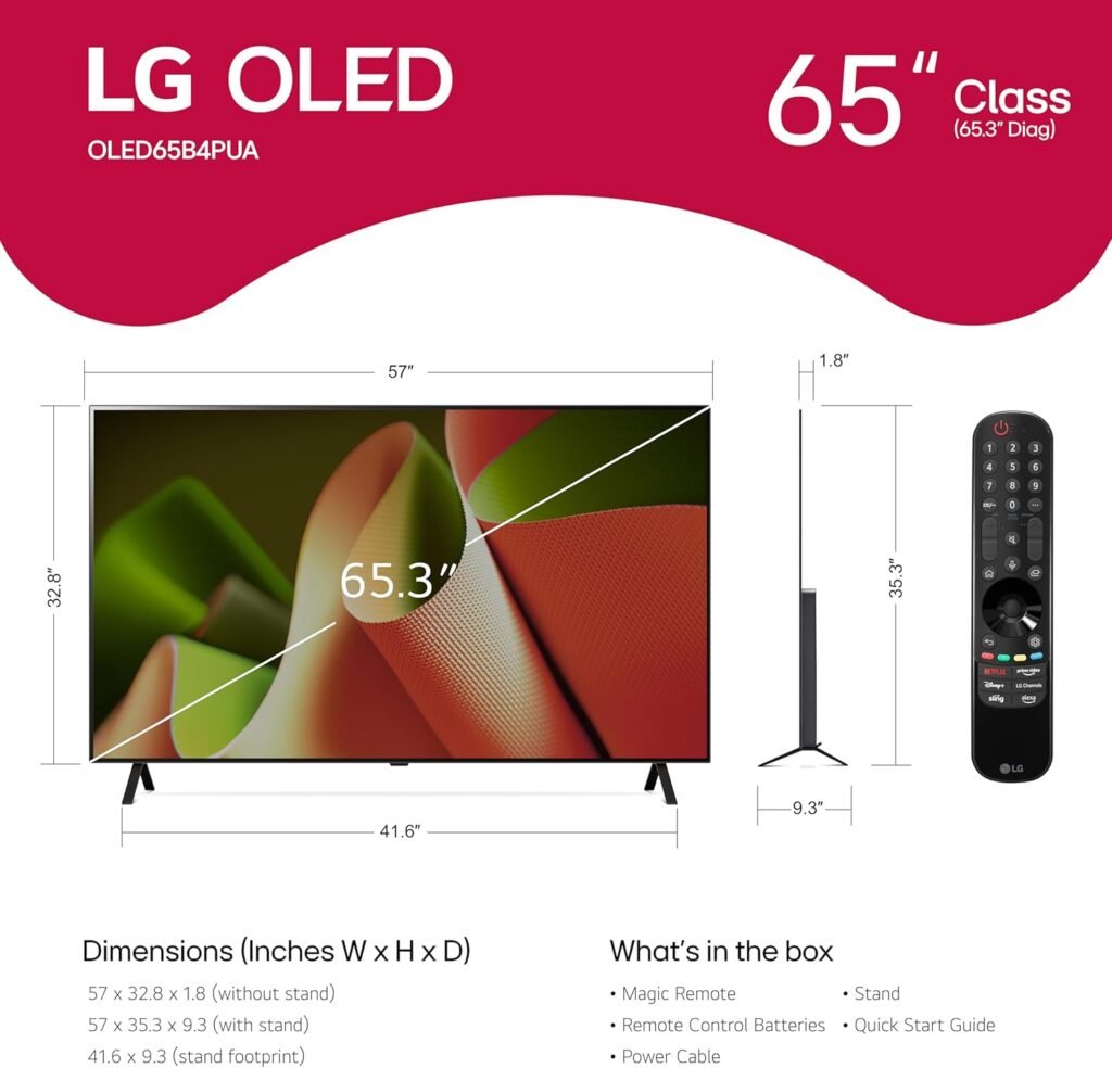 LG 77-Inch Class OLED B4 Series Smart TV 4K Processor Flat Screen with Magic Remote AI-Powered with Alexa Built-in (OLED77B4PUA, 2024)