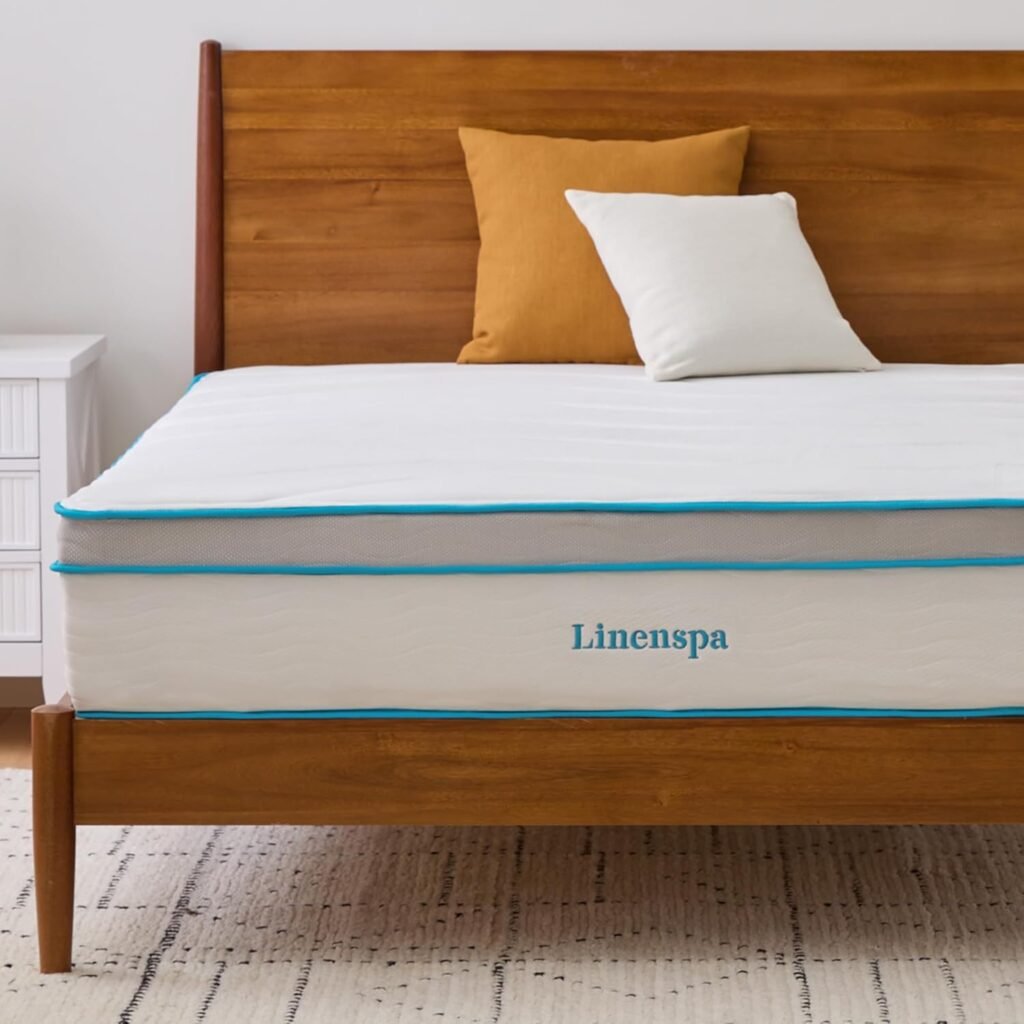 Linenspa 12 Inch Memory Foam and Spring Hybrid Mattress - Medium Plush Feel - Bed in a Box - Pressure Relief and Adaptive Support - Breathable - Cooling - Primary Bedroom - Full Size