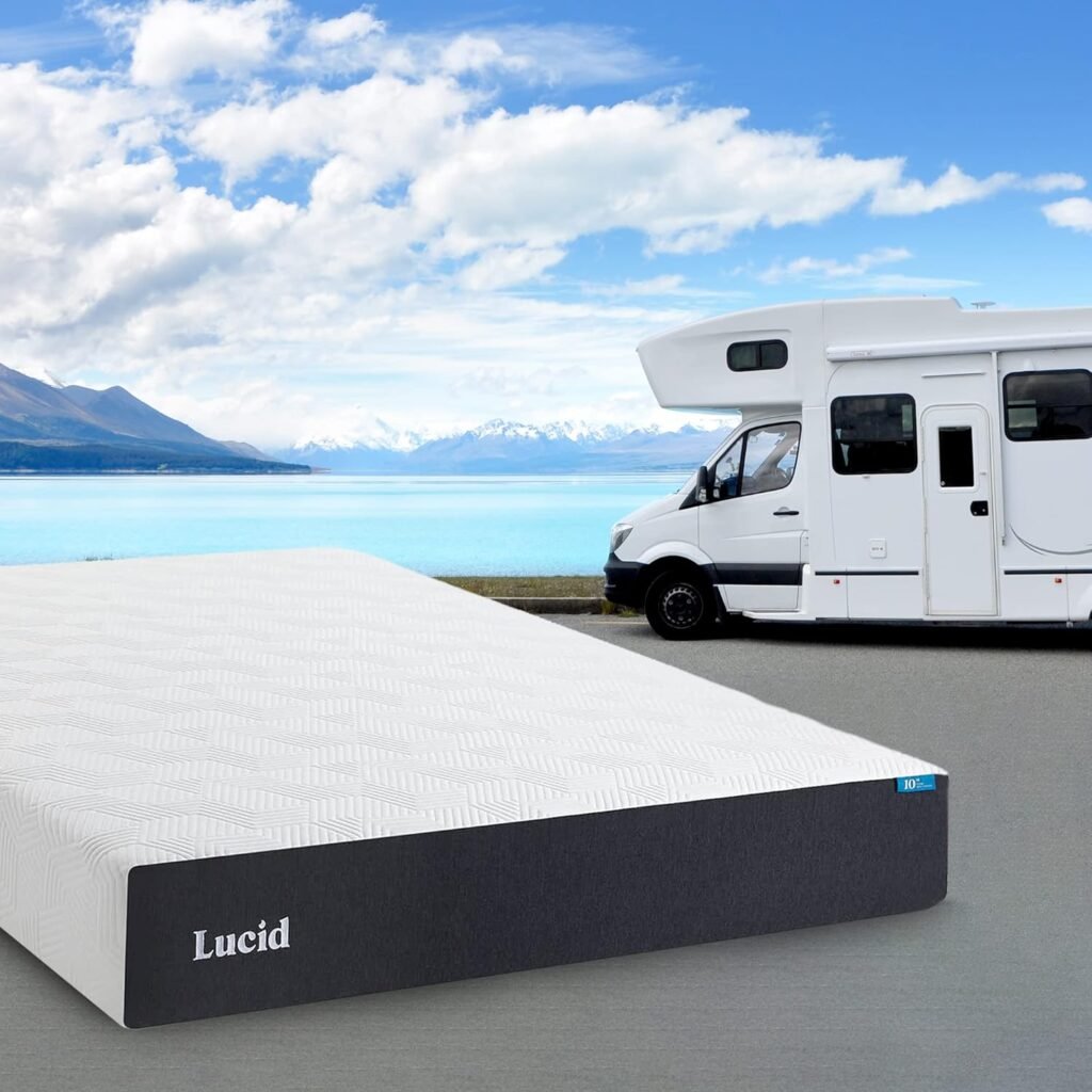 Lucid 8 Inch Twin- Firm Gel Memory Foam Mattress Bamboo Charcoal Foam Gel Infused- Hypoallergenic Foam, White