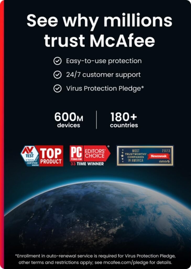 McAfee Total Protection 3-Device 2025 Ready |Security Software Includes Antivirus, Secure VPN, Password Manager, Identity Monitoring | Download