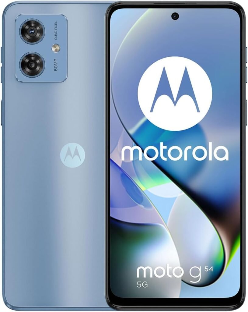 Motorola Moto G54 5G Dual SIM | 8+256GB ROM | GSM Unlocked Smartphone | 6.5 120Hz IPS LCD Display | Android 13 | 50MP Camera | Li-Po 6000 mAh Battery | International Model - (Blue)