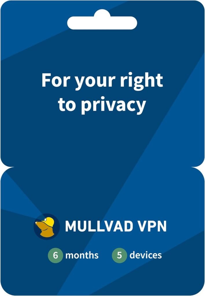 Mullvad VPN | 12 Months for 5 Devices | Protect Your Privacy with Easy-To-Use Security VPN Service