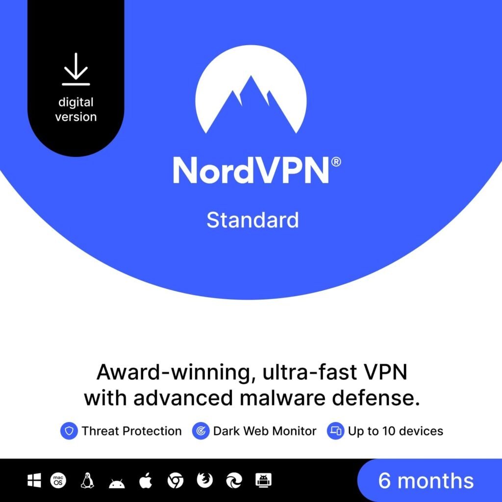 NordVPN Plus — 1-Year - VPN  Cybersecurity Software Bundle — Protection Personal Information, Safely Manage Passwords - PC/Mac/Mobile [Online Code]