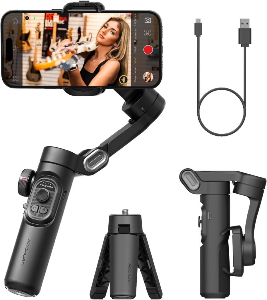 Phone Gimbal Stabilizer 3-Axis Smartphone Foldable Gimbal for iPhone Gimble with Focus Wheel TikTok YouTube Vlog Stabilizer for iPhone 15 14 13 12 Pro MaxAndroid-Smart XE