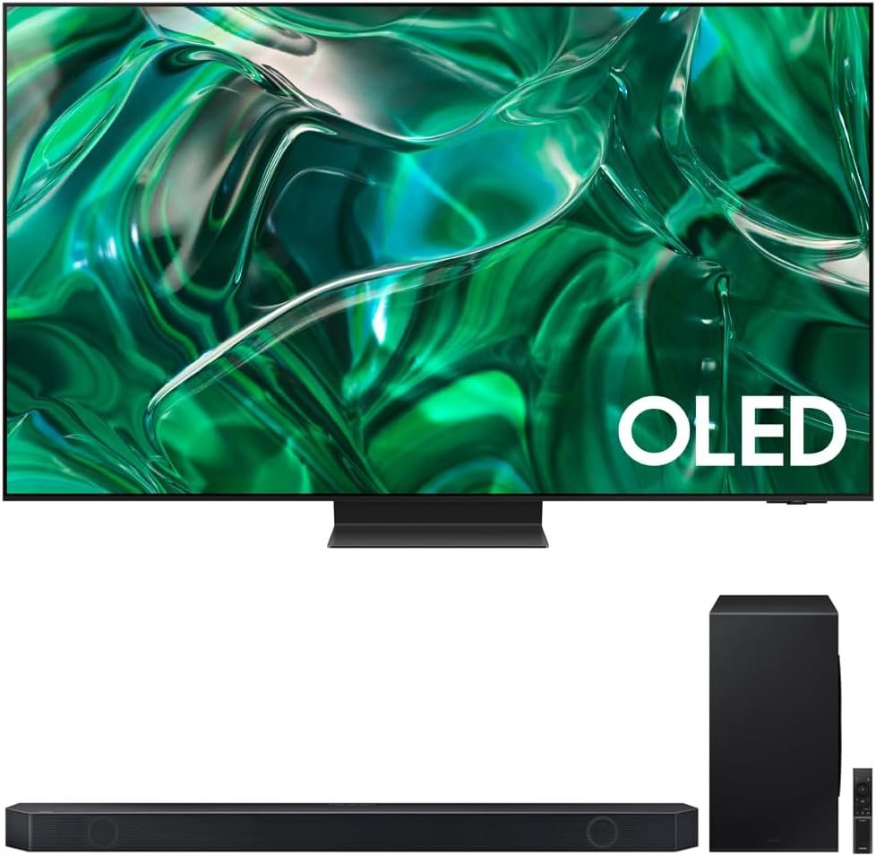 SAMSUNG S95C 77 inch HDR Quantum Dot OLED Smart TV (2023 Model) Bundle HW-Q900C/ZA Q-Series 7.1.2 ch. Wireless Dolby Atmos Soundbar w/Q-Symphony