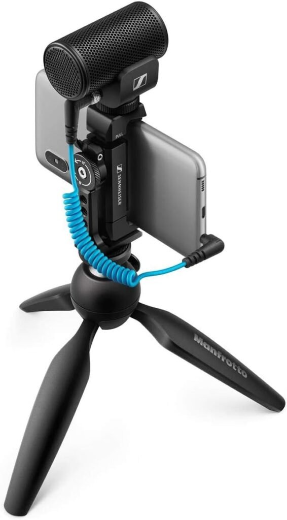 Sennheiser Pro Audio Sennheiser Professional MKE 200 + Mobile Kit, Directional On-Camera Microphone with Smartphone Clamp  Manfrotto PIXI Mini Tripod, 509256, Black