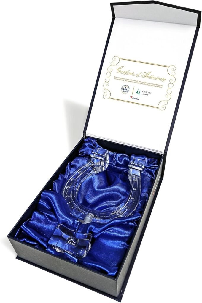 Sports Memorabilia Crystal Horse Shoe with Race-Used Dirt from the 146th Kentucky Derby - Horse Race Used Products