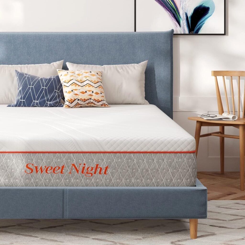 Sweetnight Queen Mattress, 14 Inch Queen Size Memory Foam Mattress in a Box, Double Sides Flippable Queen Bed Mattress, Gel Infused and Perforated Foam for Cool Sleep and Pressure Relief, Gray+white