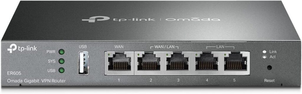 TP-Link ER605 V2 Wired Gigabit VPN Router, Up to 3 WAN Ethernet Ports + 1 USB WAN, SPI Firewall SMB Router, Omada SDN Integrated, Load Balance, Lightning Protection