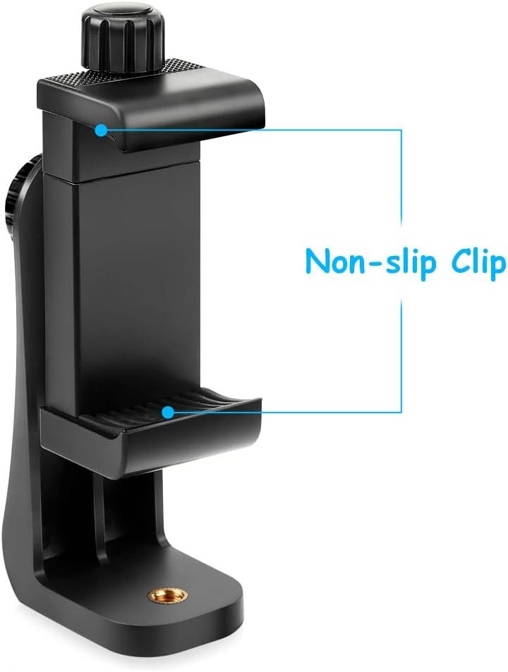 Vastar Smartphone Tripod Cell Phone Holder Mount Adapter, Fits iPhone, Samsung, and All Phones, Rotates Vertical and Horizontal, Adjustable Clamp