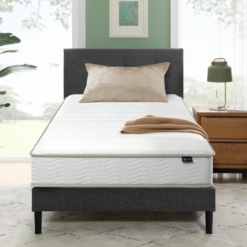 ZINUS 6 Inch Foam and Spring Hybrid Mattress [New Version], 75 x 30 (Narrow Twin), Fiberglass Free, Medium Firmness, Durable Support, Certified Safe Foams  Fabric, Mattress in A Box
